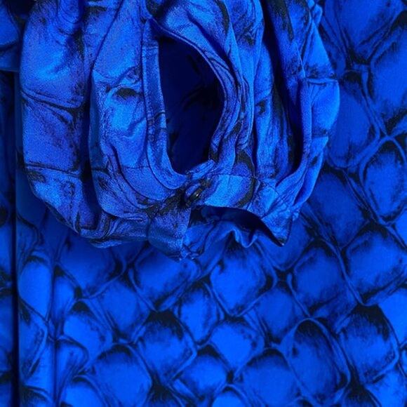 Diane Von Furstenberg Tanyana Clean Blue Black Silk Dress Belted Long Sleeve 8 - Picture 5 of 7